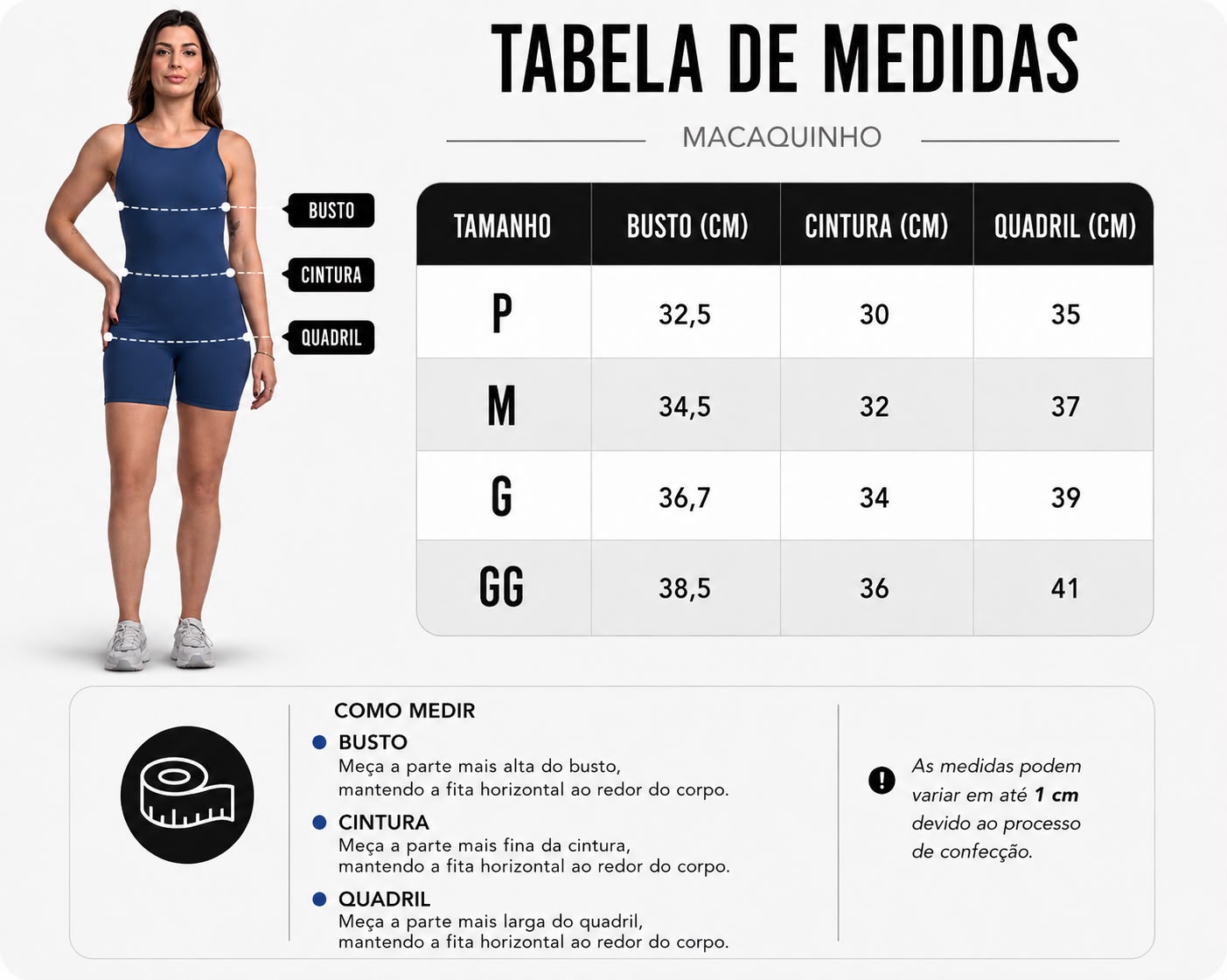 Tabela de Medidas Legging Gult Active